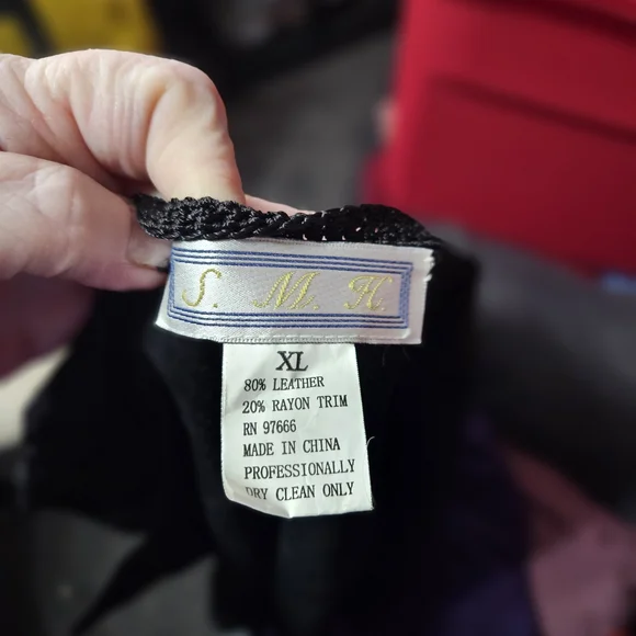 Vintage S.M.H Short Leather / Crochet Jacket Sz XL 3-1030 - Picture 6 of 6